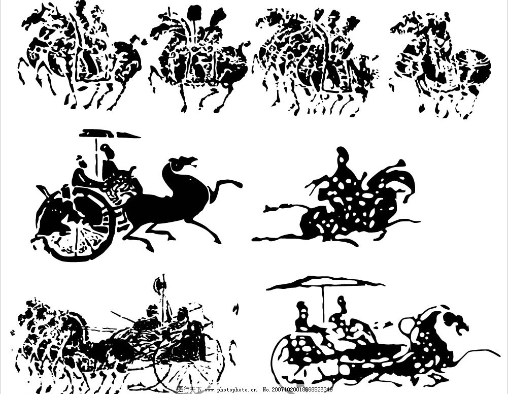 古代矢量车马出行图 很多哦 文化艺术 传统文化 矢量图库 cdr