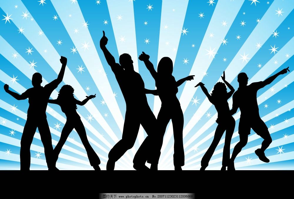 人物剪影矢量图彩色动感舞动人物剪影矢量素材