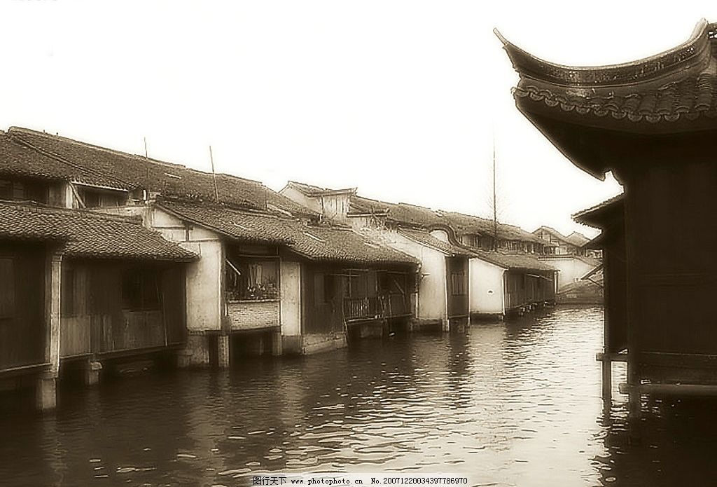 江南水乡 乌棚船 小桥 流水 人家 旅游摄影 摄影图库